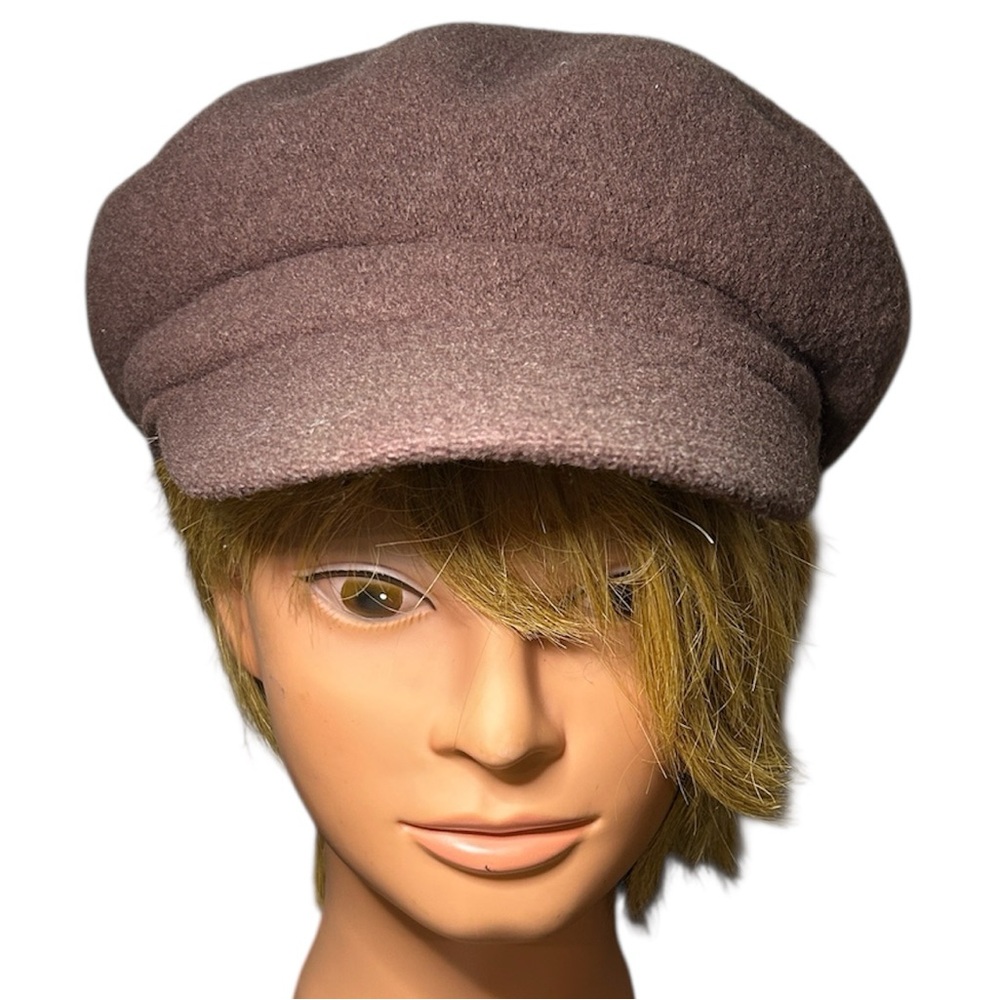 Vintage Kathy Jeanne 100% Wool Brown Newsboy Cap‎ Hat Peaked Warm
